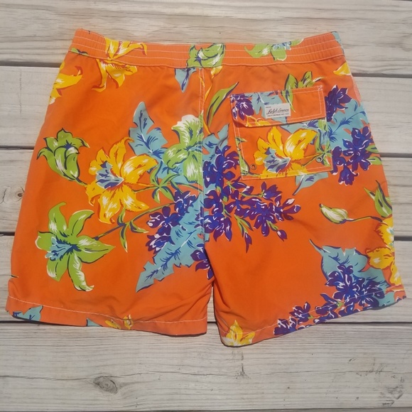 Vintage 90s Polo Ralph Lauren Hawaiian Swim Trunks - Picture 2 of 5